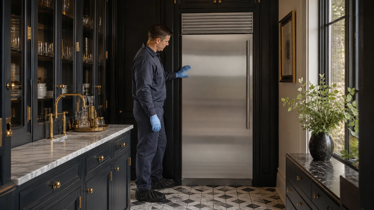 Built-in refrigerator prepared for a professional diagnostic visit