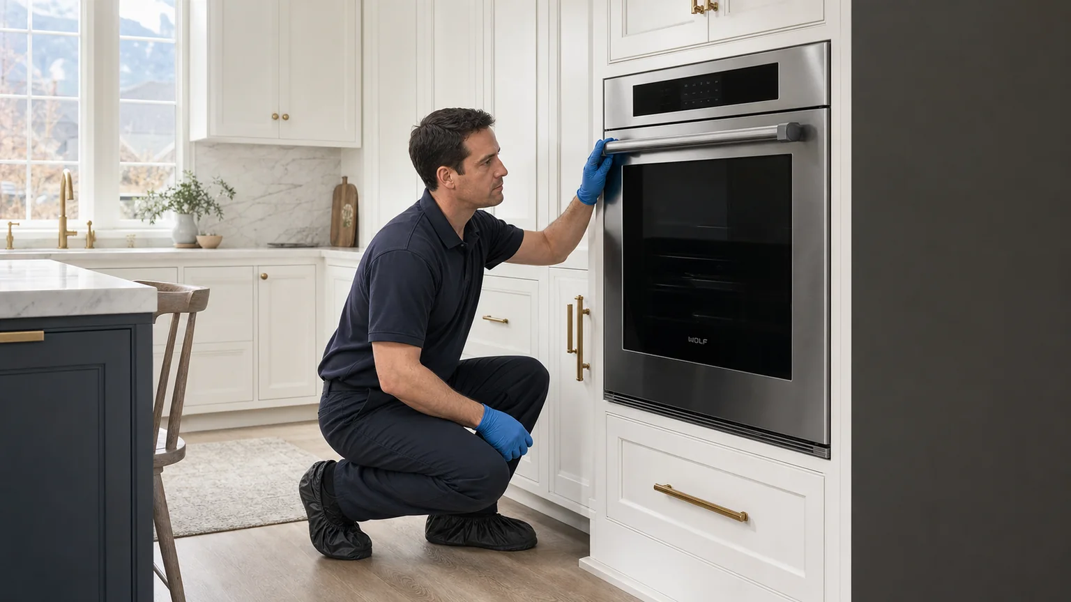 Built-in wall oven prepared for a professional diagnostic visit