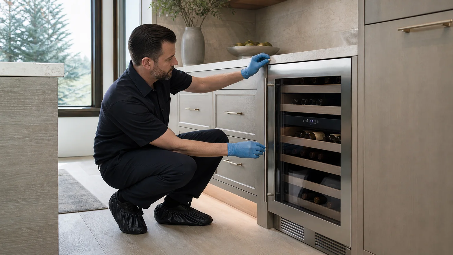 Built-in wine cooler prepared for a professional diagnostic visit